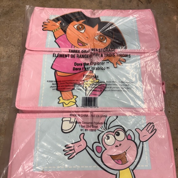 Dora The Explorer Other - Vintage 2005 Dora The Explorer 3 Drawer Storage Organizer Pink Fabric Baby Boom